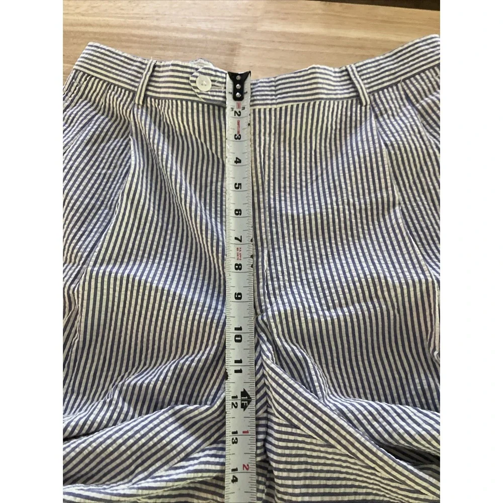 Berle Men's Seersucker Pants Sz 34 X28 Cotton Pleated Cuff Nautical VTG